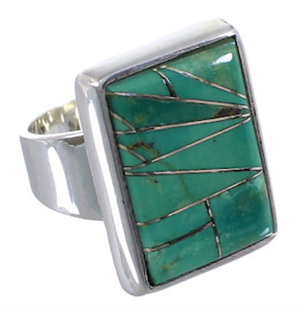 Sturdy Turquoise Authentic Sterling Silver Ring Size 6-3/4 WX37423